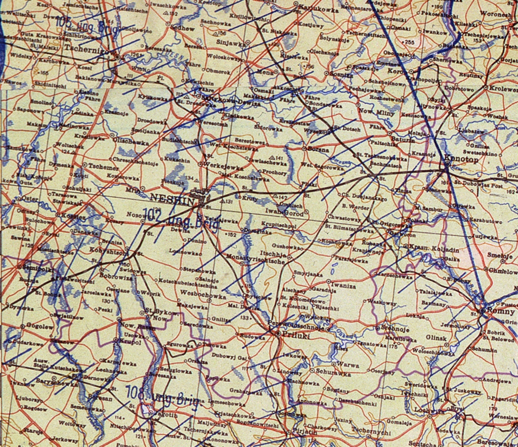 Фрагмент мапи німецького Генштабу на 1 січня 1942 року.