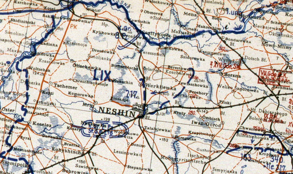 Фрагмент мапи німецького Генштабу. 14 вересня 1943.