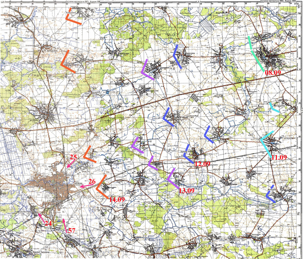 Хід наступальної операції на ніжинському напрямку 8-15 вересня 1943.