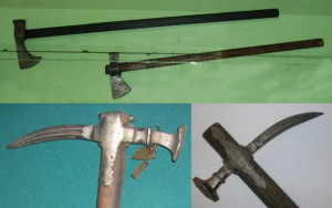 Рис. 8. Козацькі чекани та келепи з музїв у Рівному, Пляшевій та Львові